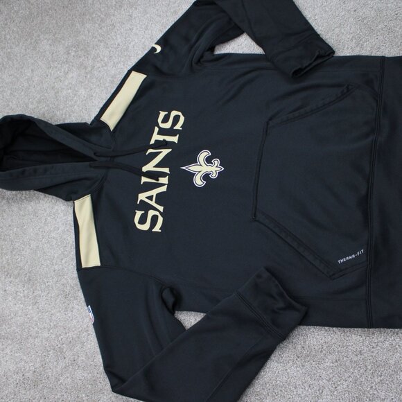 Nike New Orleans Saints Hoodie Men Medium Black Therma-Fit NFL Hooded Sweatshirt - Picture 6 of 14